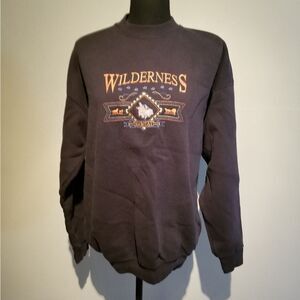 VINTAGE HABITAT WILDERNESS CREWNECK SWEATER TULTEX LARGE.  PUR6